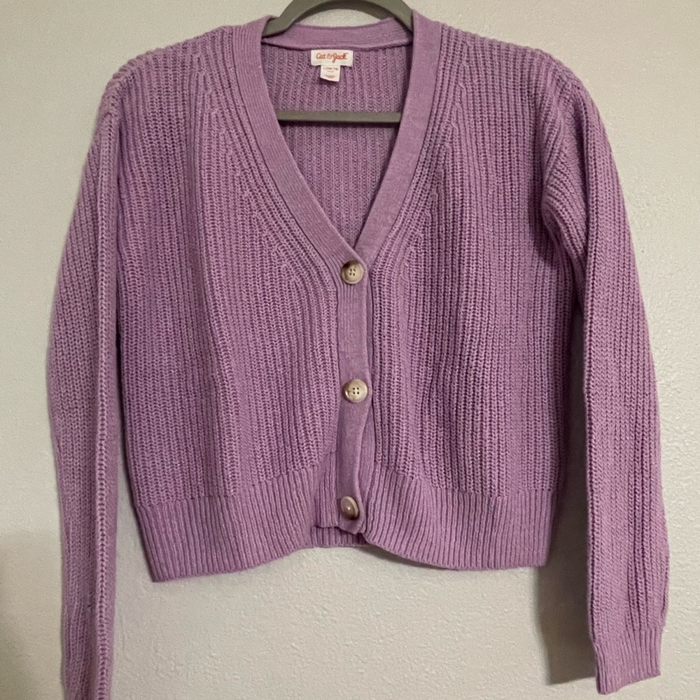 Cat & Jack Lavender Button-Up Cardigan Size 10/12